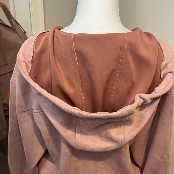 Zara Pink Vegan Suede Half Zipper Soft Sweatshirt Hoodie, Size XS - Picture 13 of 16